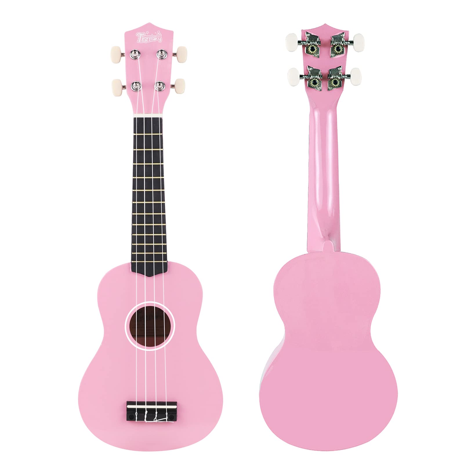 Trendy Soprano Ukulele for Beginners 21 Inch Hawaiian Wood Ukuleles for Adult Student Starter Four Strings Guitar (Pink)