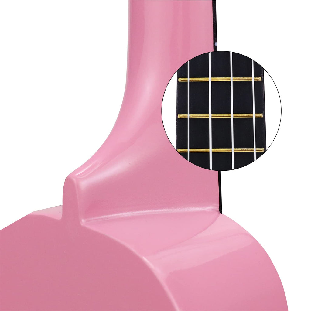 Trendy Soprano Ukulele for Beginners 21 Inch Hawaiian Wood Ukuleles for Adult Student Starter Four Strings Guitar (Pink)