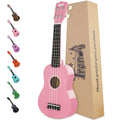 Trendy Soprano Ukulele for Beginners 21 Inch Hawaiian Wood Ukuleles for Adult Student Starter Four Strings Guitar (Pink)