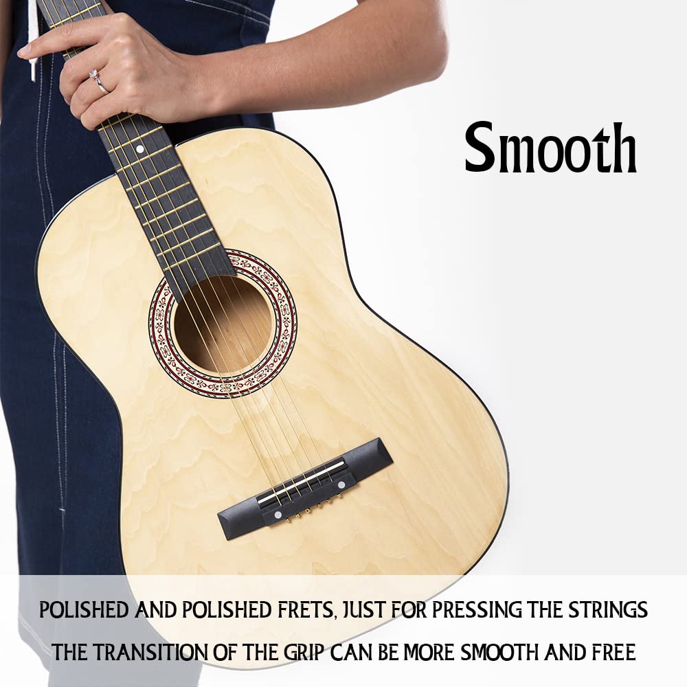BESYOU Acoustic Guitar 38" Wood Guitar with starter kit-Travel Gig Bag, Tuner,guitar pick with Beginner Set for Kids/Adults -Natural