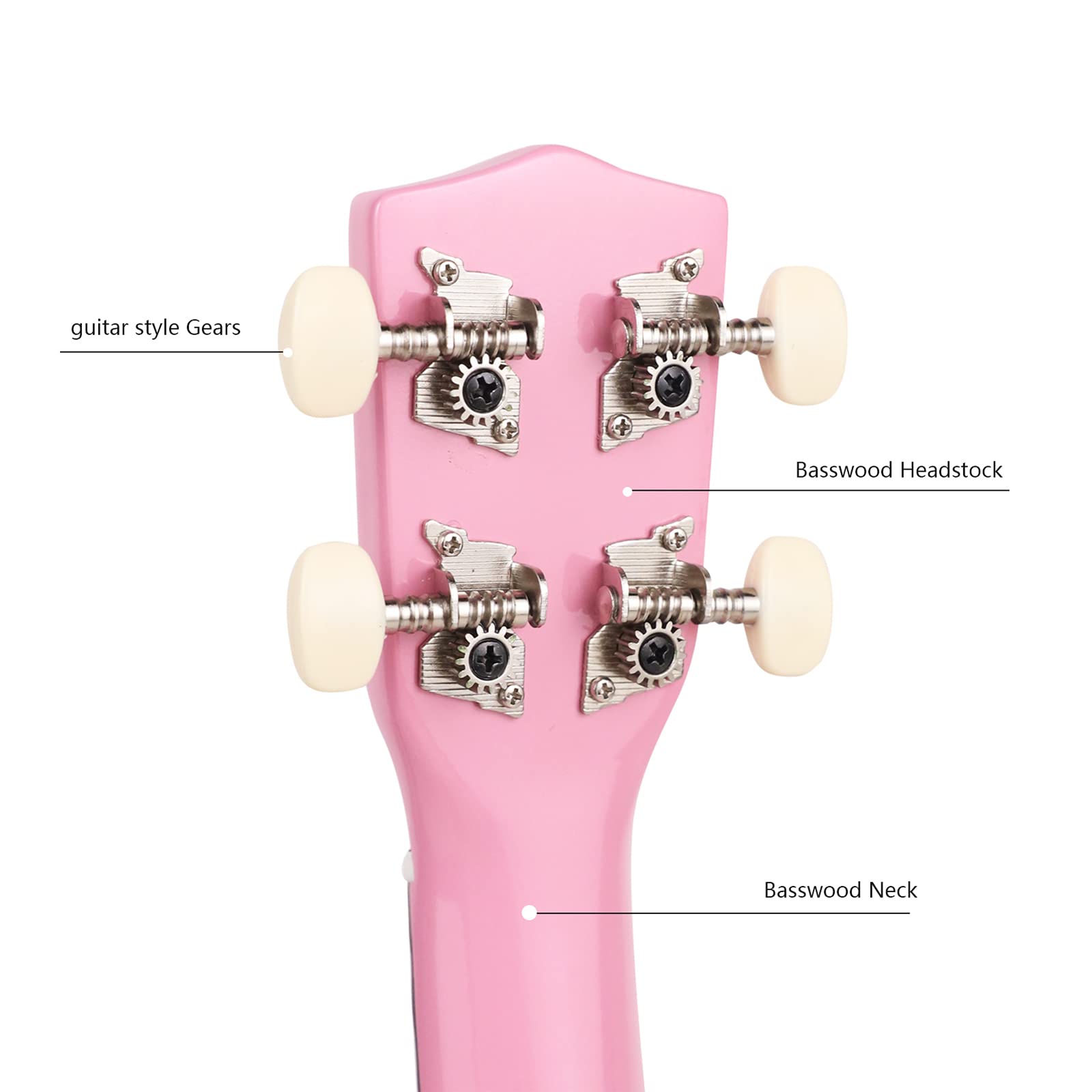 Trendy Soprano Ukulele for Beginners 21 Inch Hawaiian Wood Ukuleles for Adult Student Starter Four Strings Guitar (Pink)