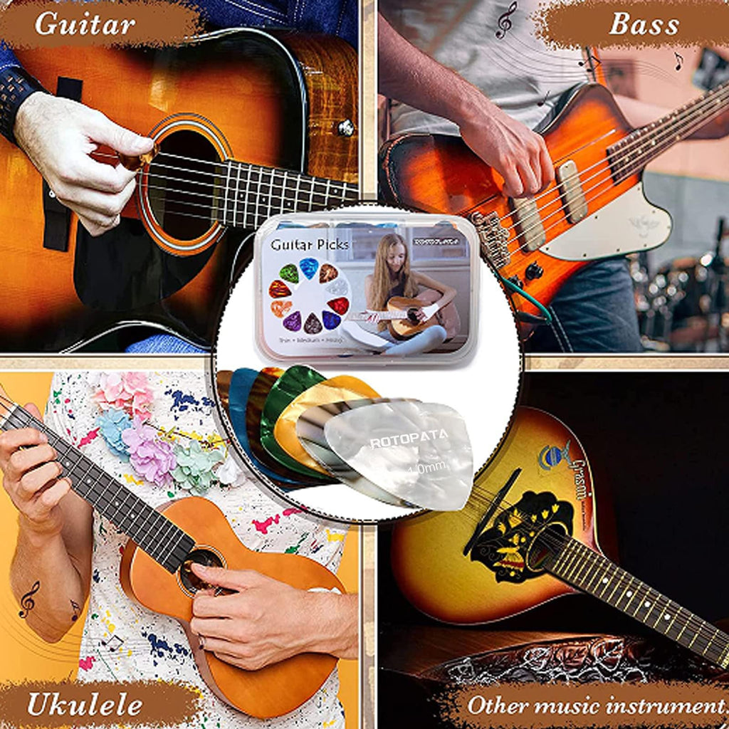 ROTOPATA 15 Pack Guitar Picks Variety Pack with Organizer Box
